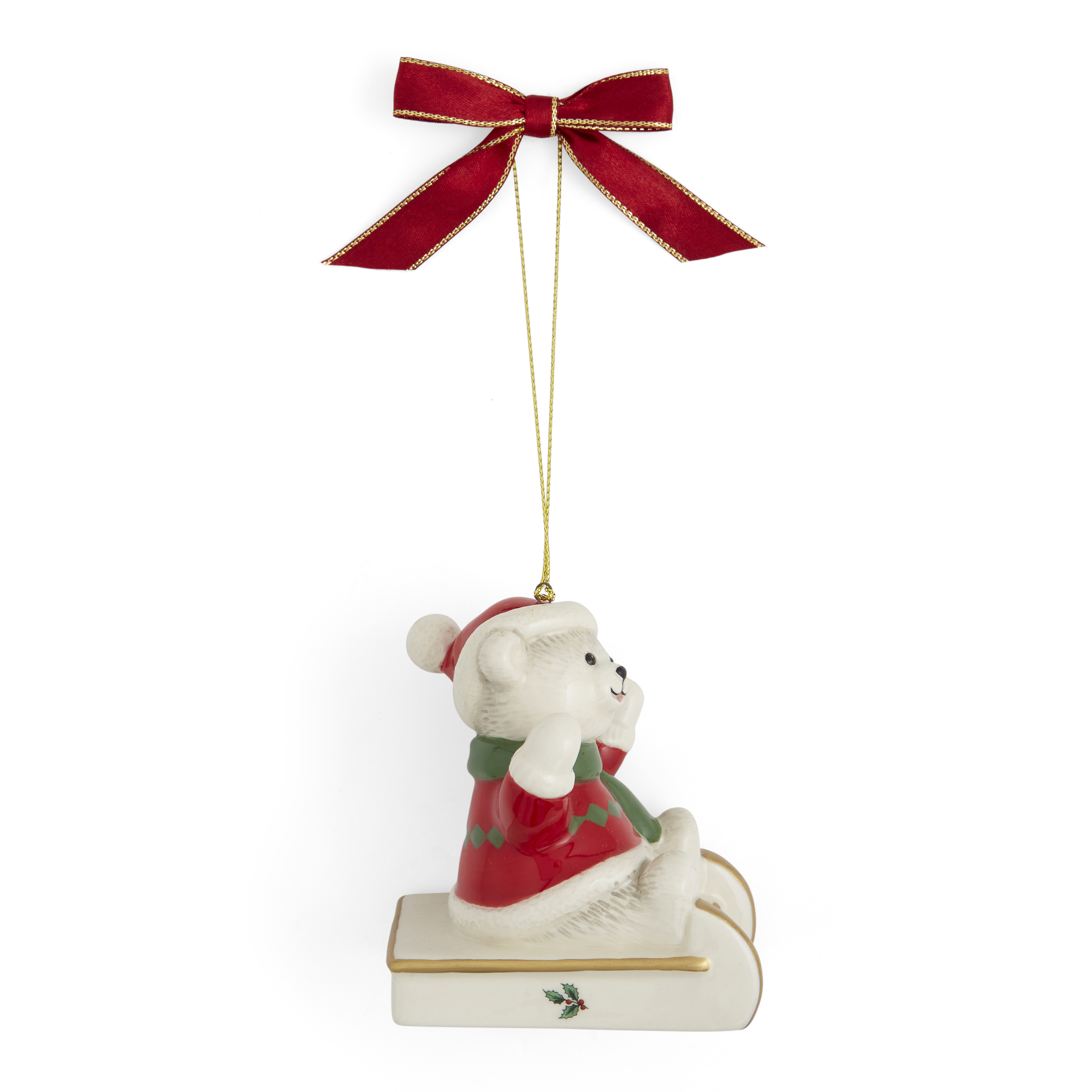 Christmas Tree Teddy On Sleigh Ornament image number null